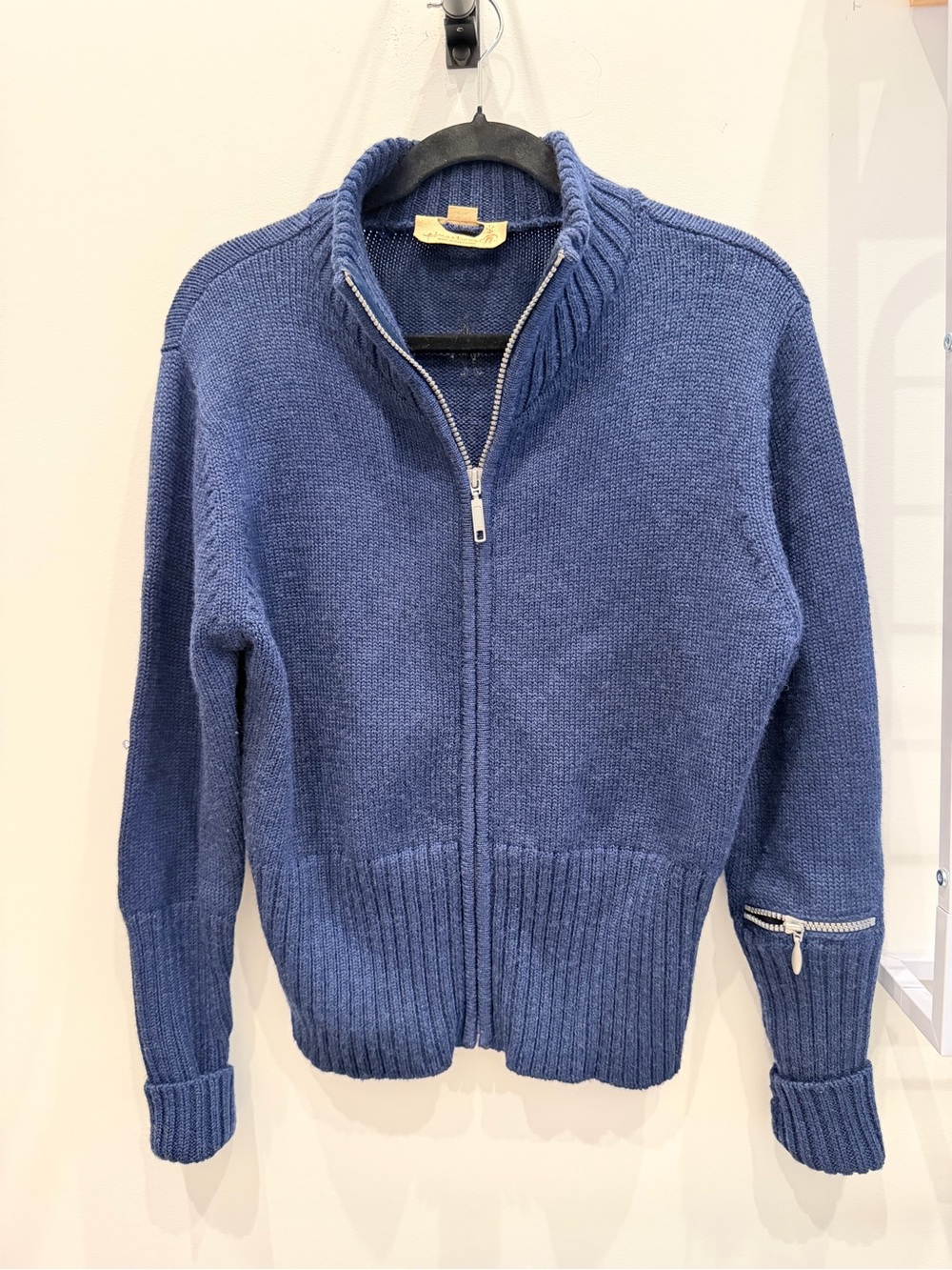 Smartwool Zip-Front Blue Knit Cardigan Sweater - Size Medium